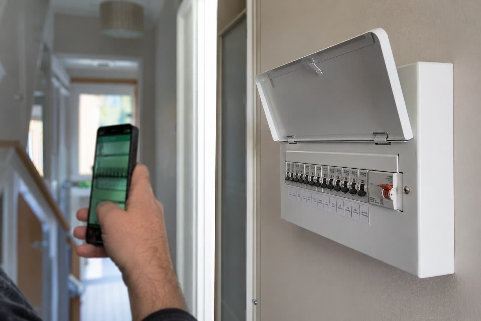 Photographing a consumer unit with the FieldCert board scanner